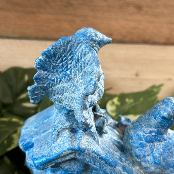 Upcycled  Bird Ceramic Bank Shelf‎ Sitter Spring Country Cottage Blue 6 X 6 - Picture 9 of 15